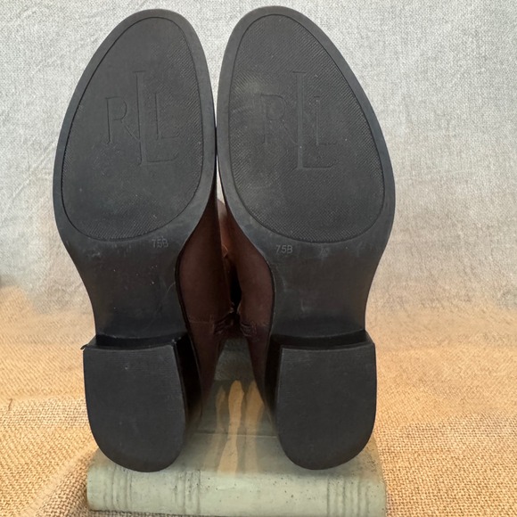 Lauren Ralph Lauren Marion Harness Tall Riding Boots Brown Leather 7.5B - Picture 10 of 15